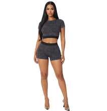 Load image into Gallery viewer, Smokey Black Mineral Wash Ribbed 2 Piece Set