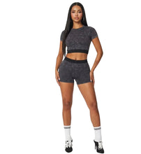 Load image into Gallery viewer, Smokey Black Mineral Wash Ribbed 2 Piece Set