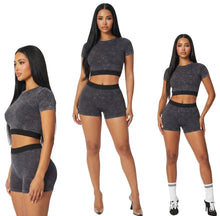 Load image into Gallery viewer, Smokey Black Mineral Wash Ribbed 2 Piece Set
