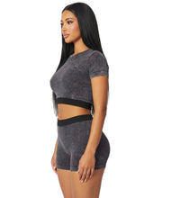 Load image into Gallery viewer, Smokey Black Mineral Wash Ribbed 2 Piece Set
