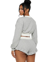 Load image into Gallery viewer, Grey Ruffle Shorts Two Piece Set
