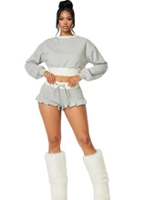 Load image into Gallery viewer, Grey Ruffle Shorts Two Piece Set
