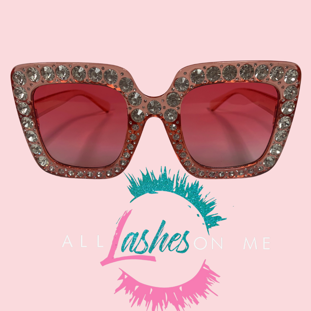 OVERSIZED PINK RHINESTONE SUNGLASSES