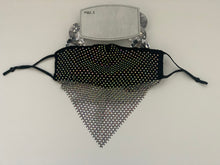 Load image into Gallery viewer, BLACK RHINESTONE NETTED FACE MASK
