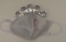 Load image into Gallery viewer, WHITE CANCER TINY RHINESTONE FACE MASK
